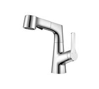 SXWYLZ Grifo Lavabo con Manguera Extraible, Grifos de Baño Giratorio de Elevación Hacia Arriba y Hacia Abajo, Grifo Mezclador de 2 Modos, Grifos Monomando, Agua Fría y Caliente,Cromo