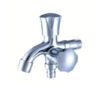 SXWYLZ Grifo Lavadero, Grifo Doble Salida Pared, Grifos de Agua Fria para Fregadero de Fregona y Patios, Aleación de Zinc, Cromo