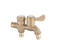 SXWYLZ Grifo Lavadora Pared Grifo Jardin Doble Salida Uno Entra Dos Salen Grifos de Agua Fría para Lavabo de Baño 1/2