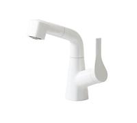 SXWYLZ Grifo Mezclador Extraíble, Grifos Extraíble Giratorio para Lavabo, Grifo de Baño de 2 Modos, Monomando, Agua Fría y Caliente, Aleación de Zinc,Blanco