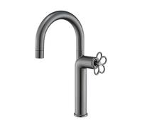 SXWYLZ Grifo Mezclador para Lavabo Extraíble, Grifos de Baño de 2 Modos, Grifo de Fregadero Giratorio de Elevación Hacia Arriba y Hacia Abajo, Monomando, Agua Fría y Caliente,Gris