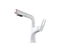 SXWYLZ Grifo para Ducha de Baño con Alcachofa Grifo Mezclador de Lavabo de 2 Modos Grifos Giratorio y Elevable de 360° Monomando Agua Caliente y Fría,Blanco