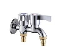 SXWYLZ Grifo para Lavabo de Baño Pared Grifo Doble Salida Uno Entra Dos Salen Grifos de Agua Fría Apto para Lavadoras 1/2, Cromo