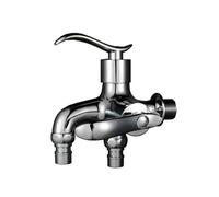 SXWYLZ Grifo para Lavabo de Baño Pared Grifo Patio Doble Salida Uno Entra Dos Salen Grifos de Agua Fría para Lavadoras 1/2, Cromo