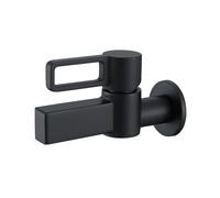 SXWYLZ Grifo Pared Lavabo Agua Fría de Latón 12 cm | Grifo Monomando Mural para Pila de Fregona, Lavadero, Baño y Limpieza, Rosca Estándar G1/2", Negro