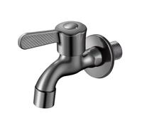 SXWYLZ Grifo Pared Lavabo Pequeño Agua Fría con Caño Malla 9 cm | Grifo Monomando de Latón Mural para Pila Lavadero, Fregona, Balcón y Baño, G1/2", Gris