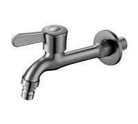 SXWYLZ Grifo Pared Lavadora Agua Fría Latón con Toma Rápida 14 cm | Grifo Monomando Mural para Suministro de Equipos, Lavadero, Baño y Terraza, G1/2", Gris