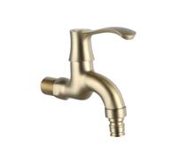 SXWYLZ Grifo Pared Lavadora Agua Fría Latón Conexión Rápida 13,5 cm | Grifo Monomando Mural para Conexión de Manguera, Pila Lavadero y Terraza, G1/2", Oro Cepillado