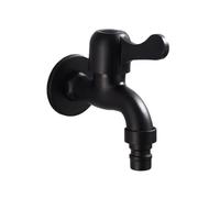 SXWYLZ Grifo Pared Lavadora Corto Acero Inox 6,5 cm | Grifo Monomando Agua Fría Baño con Conexión Rápida para Lavadero, Balcón y Manguera, G1/2", Negro