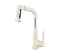 SXWYLZ Grifos Extensibles para Lavabos de Baño, Grifo Elevable y Giratorio de 360°, Grifo Fregadero de 3 Modos, Monomando, Agua Fría y Caliente,Blanco