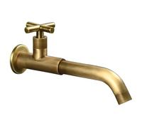 SXWYLZ Grifos para Lavabos de Baño Antiguo Grifo de Fregadero de Latón Grifo de Lavabo Agua Fria de Pared Grifo Cocina Fregadero Caño Largo Grifo Giratorio,Color Antiguo,23Cm