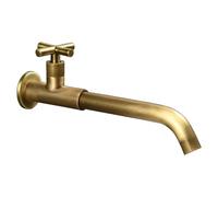 SXWYLZ Grifos para Lavabos de Baño Antiguo Grifo de Fregadero de Latón Grifo de Lavabo Agua Fria de Pared Grifo Cocina Fregadero Caño Largo Grifo Giratorio,Color Antiguo,28Cm
