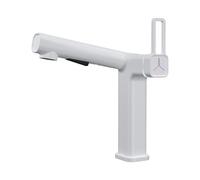 SXWYLZ Grifos para Lavabos de Baño, Grifo de Lavabo con Caño Extraible, Grifos Mezclador de 3 Modos, Manija Única, Agua Fría y Caliente, Aleación de Zinc,Blanco