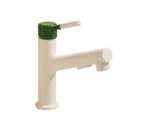 SXWYLZ Grifos para Lavabos de Baño, Grifo Fregadero de 3 Modos, Grifo Mezclador Extraíble, Manija Única, Caliente y Fría,Blanco+Verde