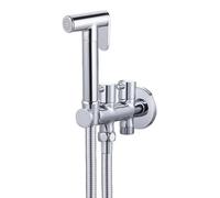 SXWYLZ Juego Grifo de Bidet en la Pared Juego de Pistola Rociadora para Bidé Incluye Pistola Rociadora, Válvula Angular de Doble Control y Manguera de Acero Inoxidable de 1,2m, Cromo