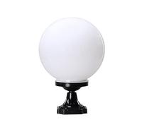 Sxxrdz Linterna de luz de columna de globo moderno Pantalla de acrílico blanco fundido a presión de aluminio clásico, lámpara de poste de pilar E27 impermeable para exteriores, bola, patio, patio, por
