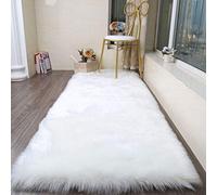 SXYHKJ Nuevo Piel de Cordero Oveja/Sheepskin Rug Cordero, imitación mullida Alfombras imitación Piel sintética,para salón Dormitorio baño sofá Silla cojín (Cuadrado - 75x120cm, Blanco)