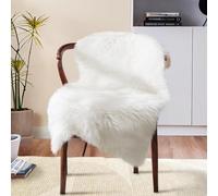 SXYHKJ Nuevo Piel de Cordero Oveja/Sheepskin Rug Cordero, imitación mullida Alfombras imitación Piel sintética,para salón Dormitorio baño sofá Silla cojín (Arco 60x90cm, Blanco)
