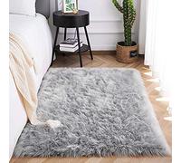 SXYHKJ Nuevo Piel de Cordero Oveja/Sheepskin Rug Cordero, imitación mullida Alfombras imitación Piel sintética,para salón Dormitorio baño sofá Silla cojín (75x120cm - Rectangle, Gris)