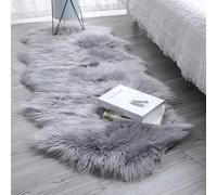 SXYHKJ Piel de Cordero Oveja/Alfombra de imitación de Piel de Cordero,imitación mullida Alfombras imitación Piel sintética,para salón Dormitorio baño sofá Silla cojín (60x160 cm, Gris)