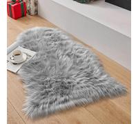 SXYHKJ Piel de Cordero Oveja/Sheepskin Rug Cordero, imitación mullida Alfombras imitación Piel sintética,para salón Dormitorio baño sofá Silla cojín (Arco 75x120cm, Gris)