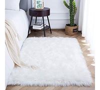SXYHKJ Piel de Cordero Oveja/Sheepskin Rug Cordero, imitación mullida Alfombras imitación Piel sintética,para salón Dormitorio baño sofá Silla cojín (80x180cm, Blanco)