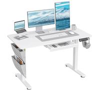 SXYKXYDL Escritorio eléctrico Regulable en Altura de 120x60 cm, ergonómico, con 3 Alturas de Memoria, versátil, con cajones, Ideal para la Oficina en casa y el Estudio. Color Blanco.