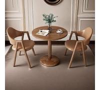 SXYKXYDL Juego de Mesa de Comedor Redonda de Mediados de Siglo para 2 Personas - Mesa Redonda pequeña y sillas con Patas de Metal - Ideal para Comedor, cafetería o salón de Belleza (marrón y Nogal)