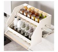 SXYKXYDL Organizador de estantes desplegable, especiero de 2 Niveles para armarios Superiores de Cocina, solución de Almacenamiento Que Ahorra Espacio, Organizador de Cocina de fácil Acceso.