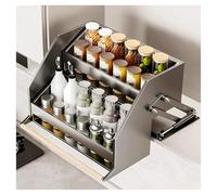 SXYKXYDL Organizador de estantes desplegable, especiero de 2 Niveles para armarios Superiores de Cocina, solución de Almacenamiento Que Ahorra Espacio, Organizador de Cocina de fácil Acceso.