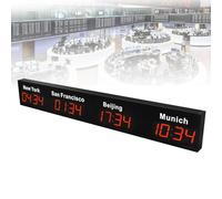 SXYKXYDL Reloj de Pared Digital LED con múltiples Zonas horarias para Oficina, hogar, Sala de Estar o Escuela.