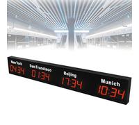 SXYKXYDL Reloj Digital de Zona horaria Mundial, de Pared, con Pantalla LED para 4/5/6 Ciudades, Ideal para hoteles y corporaciones multinacionales. Color Rojo.