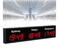 SXYKXYDL Reloj Digital de Zona horaria Mundial, de Pared, con Pantalla LED para 4/5/6 Ciudades, Ideal para hoteles y corporaciones multinacionales. Color Rojo.