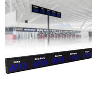 SXYKXYDL Reloj Mundial con Zonas horarias, Gran Reloj Digital LED, 3/4/5 Zonas horarias, para Empresas multinacionales, hoteles y oficinas. 5City-Blue