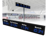 SXYKXYDL Reloj Mundial con Zonas horarias, Gran Reloj Digital LED con 3/4/5 Zonas horarias, Ideal para Empresas multinacionales, hoteles y oficinas. 4City-Blue