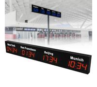 SXYKXYDL Reloj Mundial con Zonas horarias, Gran Reloj Digital LED Mundial, 3/4/5 Zonas horarias, para Empresas multinacionales, hoteles y oficinas. 4City-Red