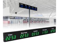 SXYKXYDL Reloj Mundial con Zonas horarias, Gran Reloj Digital LED Mundial, 3/4/5 Zonas horarias, para Empresas multinacionales, hoteles y oficinas. 5City-Green