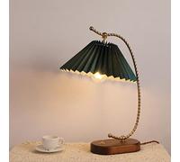 SXYSXYSXY Antiguo madera dormitorio lámpara de noche Estilo japones pantalla de tela casa de Campo lámpara de escritorio E27 sala de estar hotel Cafetería Decorativo D25*48CM,C