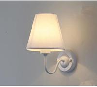 SXYSXYSXY Aplique Moderno Dormitorio Lámpara de pared Interior Con pantalla de tela Estilo country americano Apliques de pared Aplique para Salón Escalera pasillo 25 * 23cm,Blanco
