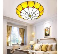 SXYSXYSXY Clásico Luces de Techo E27 Dormitorio Lámpara de Techo Europeo Vitral Creativo Redondo Lámpara de baño lámpara de Pasillo cafetería Sala Corredor balcón decoración Ø30cm