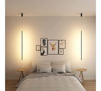 SXYSXYSXY LED Lámpara de Techo Negro Moderno Dormitorio Lámpara Colgante Blanco cálido 3000K Minimalista Rayas largas candelabro Mesilla de Noche Cocina Sala Oficina Desván Restaurante,60cm