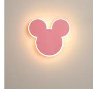 SXYSXYSXY LED Mickey Regulable Lámpara de pared Lámpara infantil Interior Creativo Moderno Luz tricolor 9W Aplique para Salón Dormitorio 20 * 17cm,Rosado