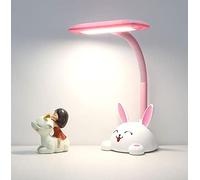 SXYSXYSXY LED Niños lámpara de Escritorio Conejo Lámpara de Mesa lampara de Lectura Dormitorio lámpara de Noche Atenuación de Tres Colores por Oficina Alumnos lámpara de protección Ocular,Rosado