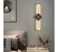 SXYSXYSXY LED Nórdico Aplique Minimalismo tira larga Ciervo Aplique de pared L:60CM moderno Aplique Luz cálida 3000K Interior dormitorio salón Escalera pasillo,Negro