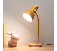 SXYSXYSXY Modernista Madera Lámpara de Escritorio Nórdicos Niño Lámpara de Lectura Salas de Estudio Metal Oficina Luz de Trabajo Retro Los clásicos LED Dormitorio Lámpara de Noche E27,Naranja