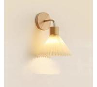 SXYSXYSXY Moderno LEstilo francés Aplique Pantalla de tela Minimalismo madera ámpara de pared dormitorio mesilla de noche Iluminación de pared salón Escalera pasillo E27,B
