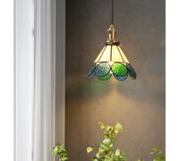 SXYSXYSXY Vidrio tintado Latón Lámpara colgante Estilo europeo Vintage Moderna Nórdica Lámpara de comedor E27 Lámpara de araña Pasillo Dormitorio Cocina 20 * 13,5 cm,Verde