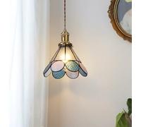 SXYSXYSXY Vidrio tintado Latón Lámpara colgante Estilo europeo Vintage Moderna Nórdica Lámpara de comedor E27 Lámpara de araña Pasillo Dormitorio Cocina 20 * 13,5 cm,Azul