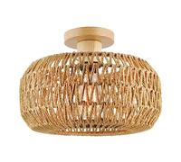 SXYSXYSXY Vintage Ratán Tejido Lámparas de techo Dormitorio Madera Estilo americano Industrial Balcón Lámpara de pasillo Entrada Pasillo Escaleras 33 * 24cm E27