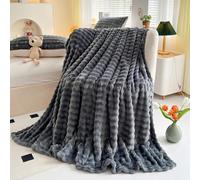 SXZAGZR Manta Sofá Cama De Felpa De Conejo Super Suave, Manta Gruesa Y Esponjosa para Todas Las Estaciones, Multifuncional para Dormitorio, Sofá, Viajes, Niños, Camping (Gris Oscuro,200x230cm)